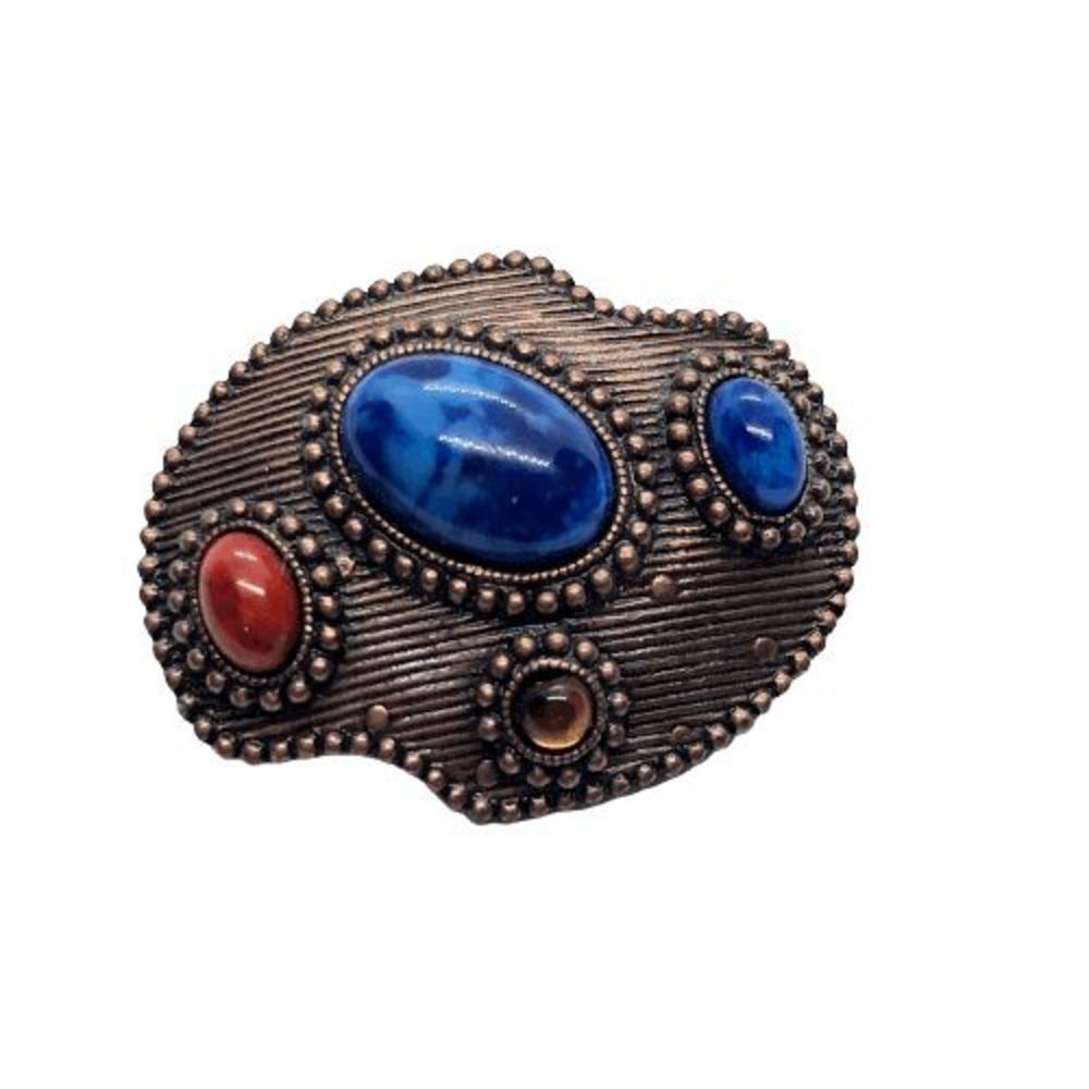 Fun Copper Colored Faux Stone Cabochon Brooch / Pin